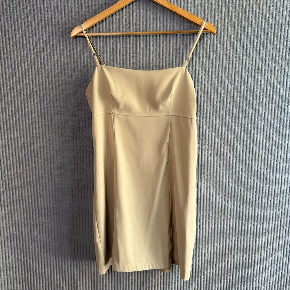 Lucent Mini Dress Party Small Beige Minimal 90s Cocktail Sleek
